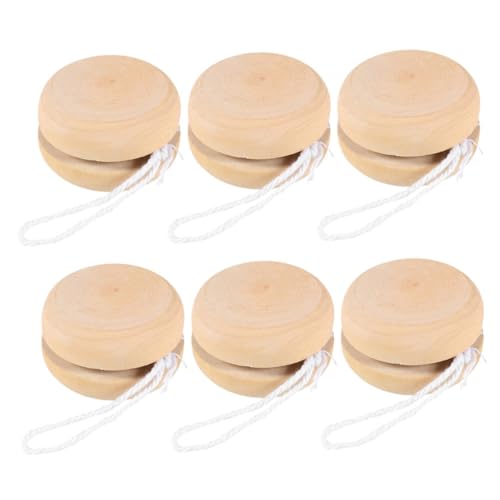 TOYANDONA 6 Stück Teiliges Holz Yo Yo Ball Stabile DIY Graffiti Spielzeuge für Glatte Oberfläche für Sicheren Griff Fördert Kognitive Entwicklung und Problemlösung Natürlicher Khaki Farbton von TOYANDONA
