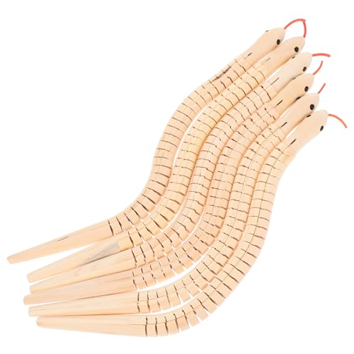 TOYANDONA 6 Stück Teiliges Holzschlangen aus Naturbelassenem Holz Flexibles Unvollendetes Lernspielzeug für Realistisches Leichtes Deko und Lernmodell für Halloween und Geburtstagsfeiern von TOYANDONA