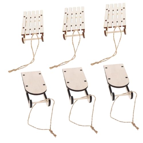 TOYANDONA 6 Stück Teiliges Holzschlitten Modell Unbemalt Langlebig und Bruchsicher Mini Weihnachtsdeko für Tisch und Fenster DIY Bastelset für Festliche Home Desktop Dekoration von TOYANDONA