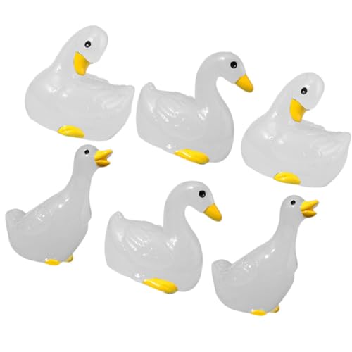 TOYANDONA 6 Stück Teiliges Miniatur Figurinen Leuchtende Tierfiguren aus Resin für Mini Landschaftsdekoration Süße Cupcake Toppers Nachtleuchtende Enten Gartenaccessoires von TOYANDONA