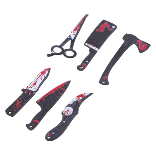TOYANDONA 6 Stück Teiliges Miniatur Halloween Deko Mikro Landschafts Ornamente aus Resin Blutige Cutter Scheren Stilvolle Miniatur Requisiten für Puppenhaus DIY Partydekoration von TOYANDONA