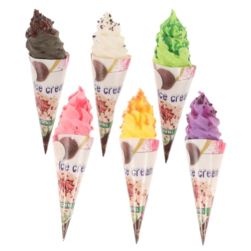 TOYANDONA 6 Stück Teiliges Realistischer Eiswaffel Kühlschrankmagneten Dekorative Dessert Shop Ornamente Langlebige Stabile Eiscreme Requisiten für Zuhause und Ladendekoration von TOYANDONA