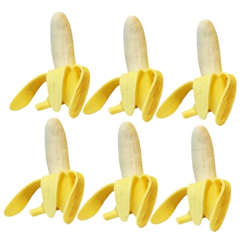 TOYANDONA 6 Stück Teiliges Stressabbauende Bananen spielzeuge mit Realistischer Schalenoptik Weiche Kleine Fingerspielzeuge für Erwachsene zur Entspannung und Dekompression von TOYANDONA
