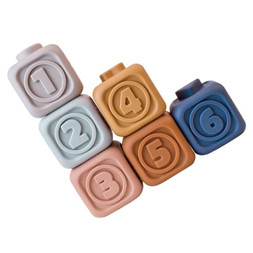 TOYANDONA 6 Stück Teiliges Weiches Vinyl Bausteinset für Kleinkinder Bunte Sichere Stabile Stapelbausteine Pädagogisches Lernspielzeug für Junge Mädchen für Frühe Motorische Entwicklung von TOYANDONA