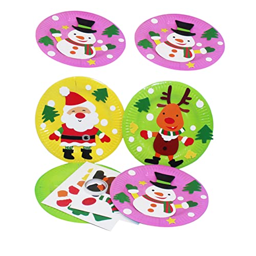 TOYANDONA 6 Stück Teiliges Weihnachts DIY Papierplatten Bastelmaterial mit Bunten Aufklebern für Kindergarten Weihnachtsdeko Kreatives Basteln Fantasie und Eltern Junge Mädchen Aktivitäten von TOYANDONA