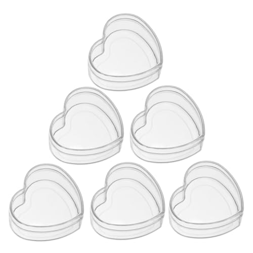 TOYANDONA 6 Stück Transparente Herzform Aufbewahrungsboxen mit Deckel Kleine Party Favor Verpackungskisten Stabile Geschenkboxen für Süßigkeiten Schmuck von TOYANDONA