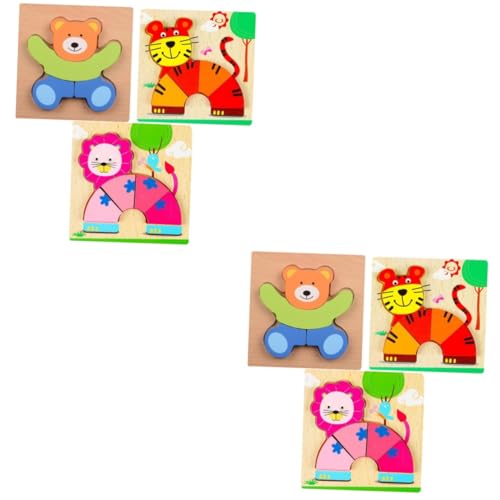 TOYANDONA 6 STK Kinder rätsel Spielzeug Spielset aus Holz Cartoon Holzpuzzles Puzzles aus Holz Puzzle für Kinder dreidimensional Kleinkind Hölzern von TOYANDONA