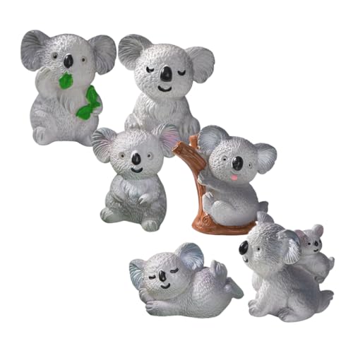 TOYANDONA Niedliche Koalabär-Puppen 6 Stück Miniatur-Koala-Figuren Aus Kunstharz Ornamente Für Den Schreibtisch Auto- Miniatur-Garten von TOYANDONA
