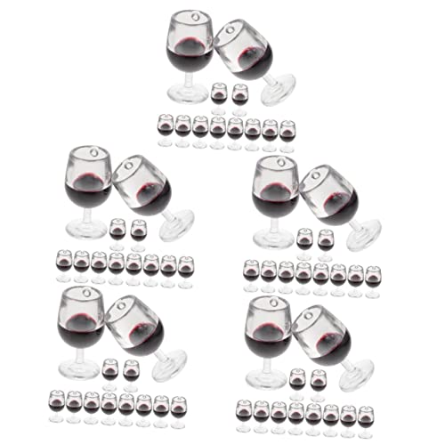 TOYANDONA 60 STK Puppenhaus Weinglas Miniatur-puppenstubenbecher Mini Weingläser Miniatur Weingläser Mini-puppenhaus Mini-Spielzeug Kelch Bar Korb Rotweingläser DIY Getränke Weinflasche Harz von TOYANDONA