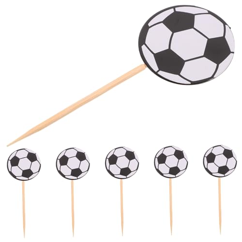 TOYANDONA 60 Stück Fußball-kucheneinsatz Sportkuchendekorationen Fußball-kuchenaufsatz Fußball-cupcake-topper Party Kindergeburtstag Dekorationen Sportball-cupcake-topper Kuchen Picks Papier von TOYANDONA