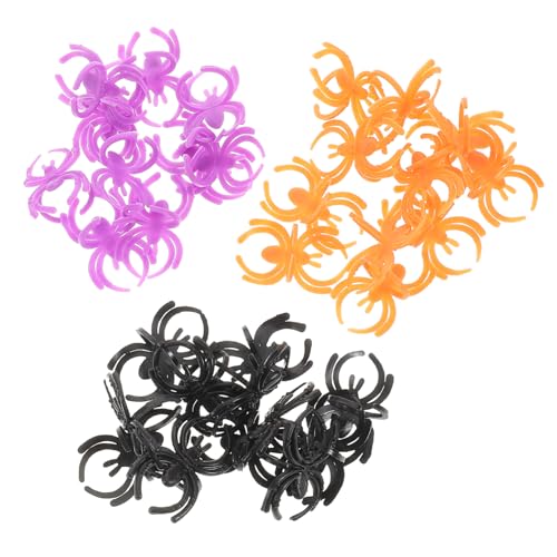 TOYANDONA 60 Stück Halloween Spider Ringe Bunte Spinnen Dekoration für Halloweenpartys und Familienaktivitäten Schwarz Orange Interaktive DIY Spielzeuge von TOYANDONA