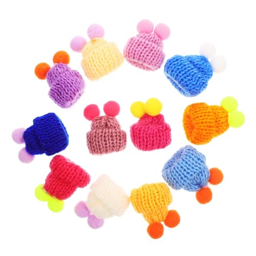 TOYANDONA 60St Mini-Mütze Hut für Puppe Hut mit breiter Krempe Strohhut Mütze Frauen Kopfbedeckung Cute Decor Dekoration Weihnachten Mützendekorationen Stricken Mini-Haushut-Dekore Garn von TOYANDONA