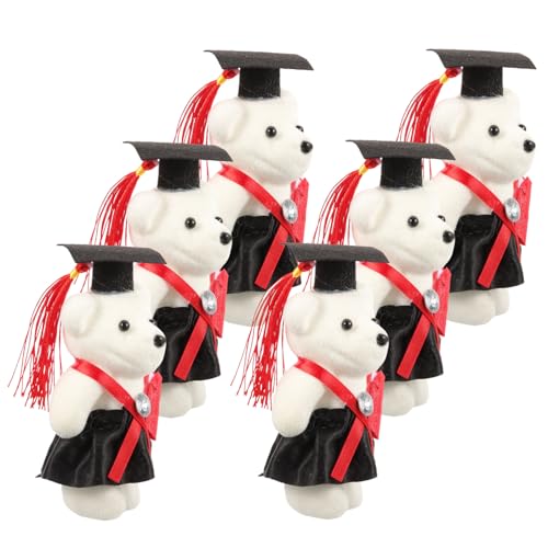 TOYANDONA 6St Abschlusssaison Dr. Bär Mittelstücke Blumendekorationen Plüsch Bouquet Dekoration Uni abschluss Abschlussfeier Absolventen Bärenpuppe Vlies rot von TOYANDONA