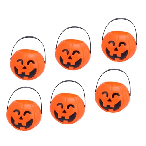 TOYANDONA 6 Stücke Orange Lächelndes Kürbis Eimer Halloween Dekorationen Griff für At-party von TOYANDONA