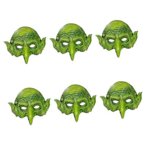 TOYANDONA 6St Hexenmaske Hexenschaummasken Trick grüne Hexe grüne Outfits Geschenk Maskerade-Maske Streich Gesichtsmaske Halloween-Gefallen Cosplay Requisiten Voodoo Kleidung Kind PU-Schaum von TOYANDONA