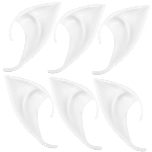 TOYANDONA 6St Koboldohren Elven Ears Halloween-Cosplay Hörner Cosplay fremde Ohren Ohren-Cosplay Cosplay-Ohr künstliche Ohren Ohr für Halloween Ohren für Fee Zubehör Kieselgel Weiß von TOYANDONA