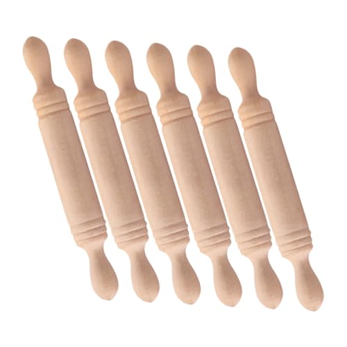TOYANDONA 6stücke Mini Holz Nudelholz Kleine Teigroller Für Kreatives Spiel Puppenhaus-Dekoration Und Backen Für Fantasievolles Spielen von TOYANDONA