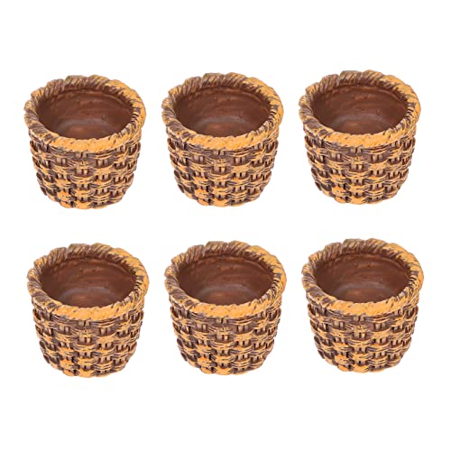 TOYANDONA 6St Puppenhaus Rattan Korb Kleiner Behälter für Partygeschenke Mini-Süßigkeiten-Korb zubehör Hand deko Hasenkörbe Blumenkorb für Blumenmädchen Korbverzierung aus Harz Tier von TOYANDONA