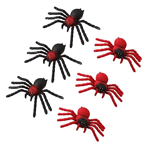 TOYANDONA 6Stücke Halloween Spinnen Realistische Gummispinnen für Streiche Deko für Halloween Partys und Cosplay Farben Zufällig Leicht und Kompakt von TOYANDONA