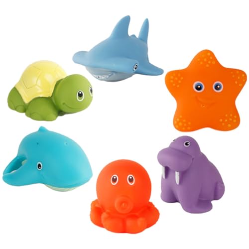 TOYANDONA Badewannenspielzeug Für Jungen Und Mädchen 6-teiliges Tier-badespielzeug Mit Quietschgeräuschen Badespielzeug Tiere Wassersprüh-badespielzeug Für Kleinkinder von TOYANDONA