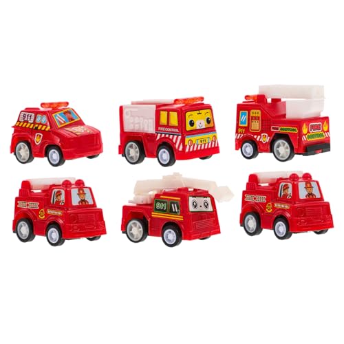 TOYANDONA 6er Set Feuerwehr Modellfahrzeuge Mini LKW Für Ab 3 Jahren Schiebe Und Fahrspielzeug Für Jungen Und ädchen Pädagogisches Lernspielzeug von TOYANDONA