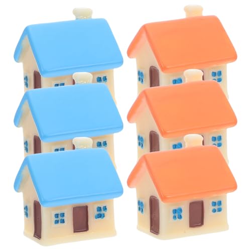 TOYANDONA 6er-Set Miniatur-Häuser aus Harz, niedliche Figuren für Pflanzentopf, Elfen-Garten, Puppenhausdeko von TOYANDONA