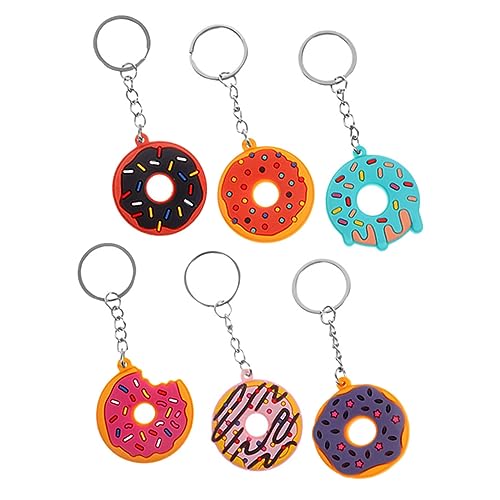 TOYANDONA Das Geschenk Schlüsselringe 6 Stück Aufnäher Süßer Charme Ornament Cartoon- Zubehör Auto Dekorieren Taschen Tragbare Geldbörse Donut-Form Hängender Charme Schlüsselring von TOYANDONA