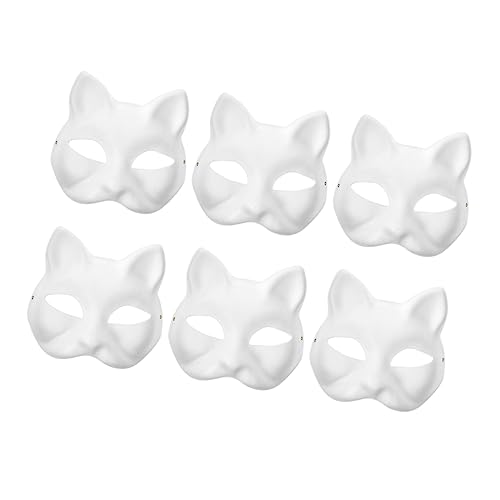 TOYANDONA 6st Handbemalte Maske Halloween Masken Rohlinge Basteln Leere Maskerademaske Maskerade-masken Für Frauen Katzenmasken Für Erwachsene Halloween-maskenstütze Diy-maske Zellstoff Weiß TOYANDONA 6st Handbemalte Maske Halloween Masken Rohlinge Basteln Leere Maskerademaske Maskerade-masken Für Frauen Katzenmasken Für Erwachsene Halloween-maskenstütze Diy-maske Zellstoff Weiß von TOYANDONA