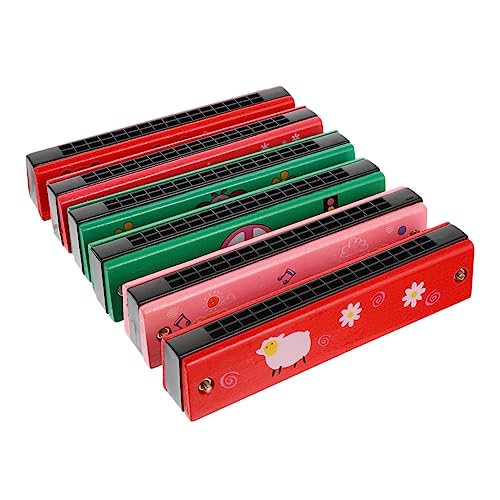TOYANDONA 6st Holz Cartoon Mundharmonika Puzzle- Kinderharmonika 16-Loch-mundharmonika Mundharmonika- Für Kinderinstrument Mundharmonika Hölzern von TOYANDONA