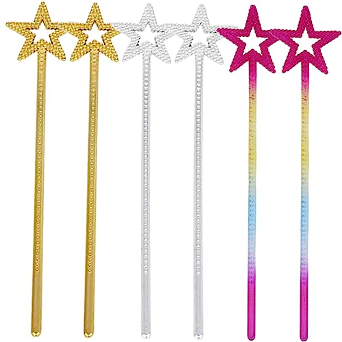 TOYANDONA 6st Pentagramm-fee-zauberstab Bausatz Puppe Geburtstagsgeschenk Für Mädchen Feenstab Für Mädchen Zauberstab Für Mädchen Fee Kostüm Requisit Fee Cosplay Requisiten Plastik von TOYANDONA