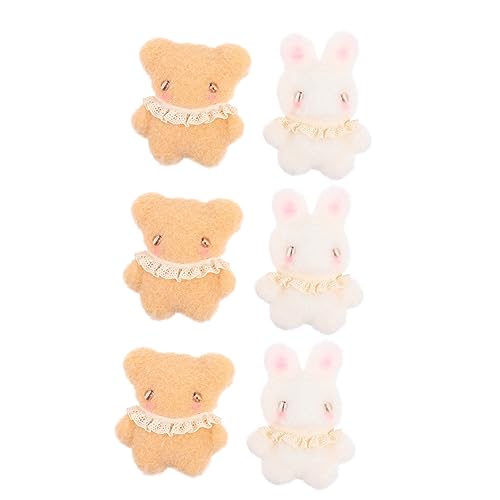 TOYANDONA 6st Plüschhasenbär Ausgestopft Plüsch-Kaninchen-bekleidungszubehör Mini-stoffbären Mini-zubehör DIY Bär Schmücken Süßer Plüsch-schlüsselanhänger Mini-kuscheltiere DIY-Material von TOYANDONA