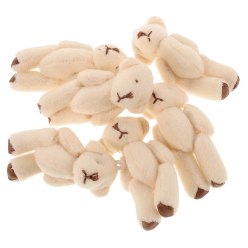 TOYANDONA 6st Plüschtier-anhänger Mini-flauschbärchen Miniatur-kuscheltiere Plüschtierpuppe Für Die Abschlussfeier Kleine Bären Tragen Pp Baumwolle Weiß von TOYANDONA