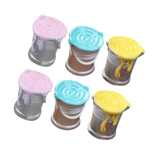 TOYANDONA 6st Simulierter Farbeimer Winzig Miniatur Puppenhaus Modell Bausatz Querformat-Requisite Mini Farbeimer Ornament Mini- -Layout-farbeimer Mini- -dekore Harz von TOYANDONA