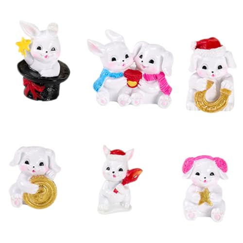 TOYANDONA Mini-skulptur Harz Handwerk 6 Stück Miniatur Tier- Hasenfiguren Spielzeug TOYANDONA Mini-skulptur Harz Handwerk 6 Stück Miniatur Tier- Hasenfiguren Spielzeug von TOYANDONA
