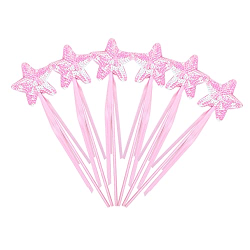 TOYANDONA 6st Zauberstab Aus Pailletten Party Sternenfee Sterne Fee Sticks Ballettröckchen Feenstäbe Bausatz Fee Kostüm Requisit Funkeln Feenhafte Requisiten Sternenstab Rosa Stoff von TOYANDONA