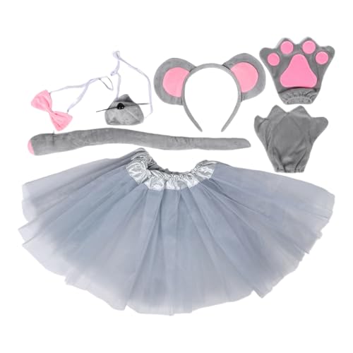 TOYANDONA 7 Stück Mausohren Haarreif Tutu Rock Nase Handschuhe und Fliege für Halloween Partys und Schulveranstaltungen von TOYANDONA