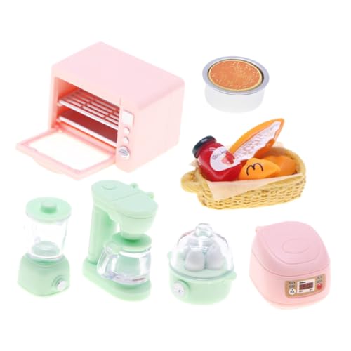 TOYANDONA 7 Stück Teiliges Miniatur Küchengeräte Set aus Robustem Kunststoff Realistische Puppenhaus Kochutensilien für Indoor Spiel und Entwicklung der Feinmotorik von TOYANDONA