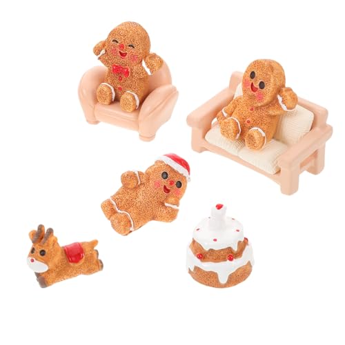 TOYANDONA 7 Stück Teiliges Set Mini Weihnachts Gingerbread Mann Figuren aus Resin Kompakt und Leicht für DIY Basteln Schneekugeln Puppenhäuser und Festliche Garten Dekorationen von TOYANDONA