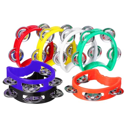 TOYANDONA 7 Stück Teiliges Tamburin für Handheld Percussion mit Glöckchen Bunte Musikinstrumente aus Kunststoff für Partys und Spiele für Erwachsene von TOYANDONA
