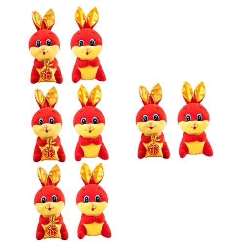 TOYANDONA 8 STK Jahr des Hasen-maskottchens Ausgestopfte Kaninchentiere Kaninchen-Maskottchen-Puppe Gefülltes Faultier Plüschtier Kidcraft-spielset Chinesischer Stil Kind Geschenk Baumwolle von TOYANDONA