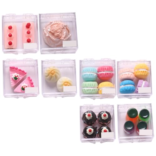 TOYANDONA 8 Sätze Maßstab Spiellebensmittel Dekorative Mini Kuchen und Brot Figuren für Puppenhaus Zubehör und Sammler von TOYANDONA