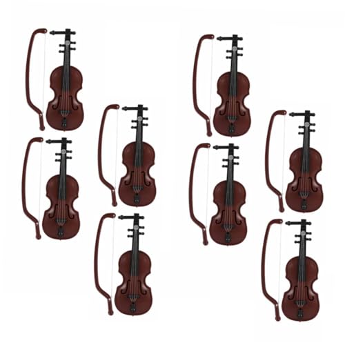 TOYANDONA 8 Sätze Mini-Geige Kinder Geschenk Geschenke für Kinder Violine Handwerk Lustige Geschenke Zubehör für Babypuppen Babyspielzeug Desktop-Dekoration Weihnachtsgeige schmücken hölzern von TOYANDONA