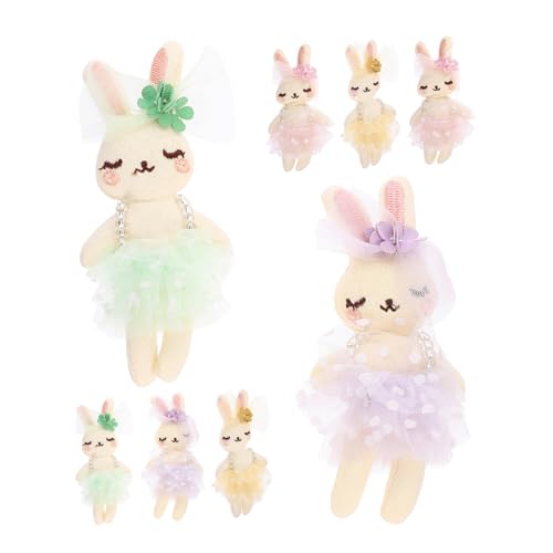 TOYANDONA 8 Stück 8-teiliges kleine Plüschhasen mit Ballerina-Kostüm weiche Stoff-Hasenpuppen in Gelb Grün Pink Sichere Materialien Niedliche Kuscheltiere für Frühlingsfest Partygeschenk von TOYANDONA