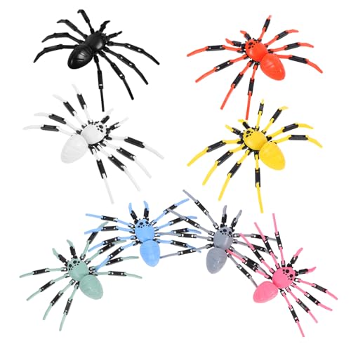 TOYANDONA 8 Stück Gefälschte Spinne: Riesenspinne Spielzeug Mit Flexiblen Gelenken DIY Kunststoff Insektenmodell Spielzeug Halloween Streich Requisiten Partyzubehör Für Kinder Partyzubehör von TOYANDONA