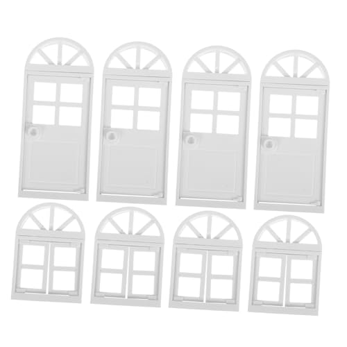TOYANDONA 8 Stück Puppenhaus Miniaturzubehör Dekorationszubehör für Puppenhäuser Mini-Fensterrahmenmodell Mini Haustür Puppenhaus-Fensterscheibe Miniaturpuppenhausartikel Plastik Weiß von TOYANDONA