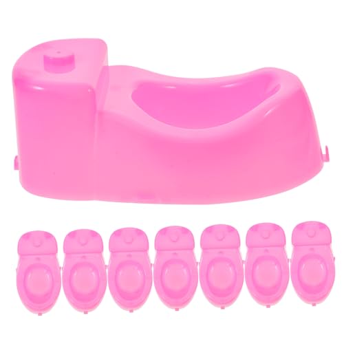 TOYANDONA 8 Stück Puppentoilette Mini-basteldekore Badezimmermodell Puppenhaus Zubehör Puppenhausmöbel-Toilette Lätzchen Für Babypuppen Puppenbadezimmermöbel Plastik Rosa von TOYANDONA