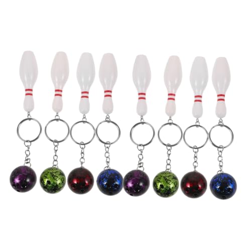 TOYANDONA 8 Stück Teiliges Bowling Schlüsselanhänger mit Bowlingkugel und Pin Anhängern Sportanhänger Blau Lila Grün und Rot als Party Mitgebsel Rucksack und Geschenkdeko von TOYANDONA