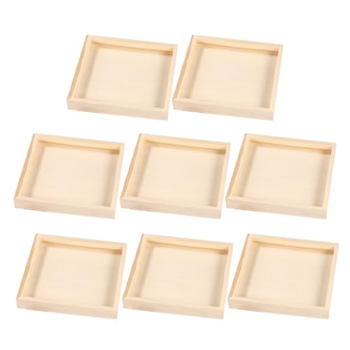 TOYANDONA 8 Stück Teiliges Kleines Holztablett Puzzle Organizer aus Naturbelassenem Holz für Räumliche Vorstellungskraft Tragbarer Block Aufbewahrungstablett für Familienzeit und von TOYANDONA