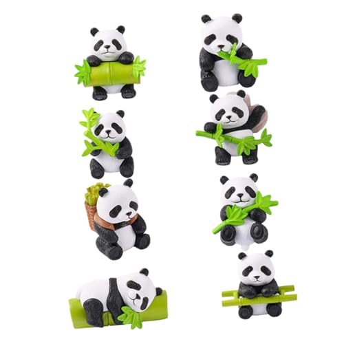 TOYANDONA 8 Stück Teiliges Miniatur Panda aus Langlebigem Resin Realistische und Niedliche Mini Panda Figuren als Dekoration für Puppenhäuser Kuchen Garten und Wohnräume von TOYANDONA