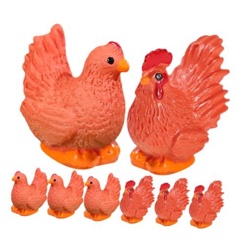 TOYANDONA 8St Mikro-Landschaftsverzierung Hühnerbrühe Küken füttern Miniatur-Hahnfiguren Hühnerspielzeug Legen Hühnereier Hähne Hahnskulpturen aus Kunstharz Mikroszenendekor Hühnermodelle von TOYANDONA